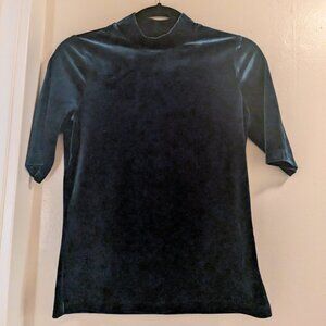 Banana Republic emerald green velvet mock neck top